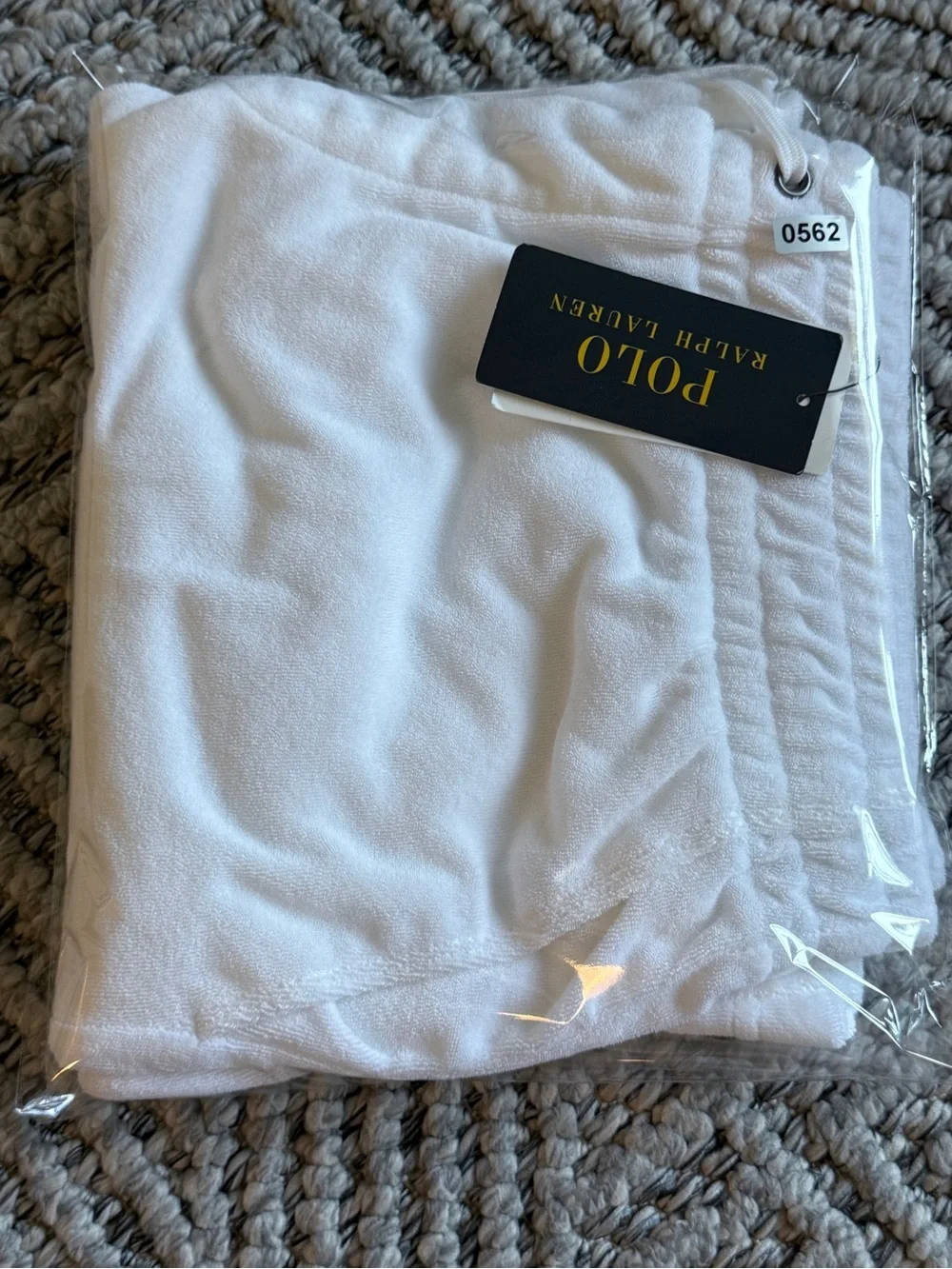 Ralph Lauren White Terry Cloth Athletic Drawstring Shorts